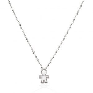 Collana oro bianco pendente madreperla bianca