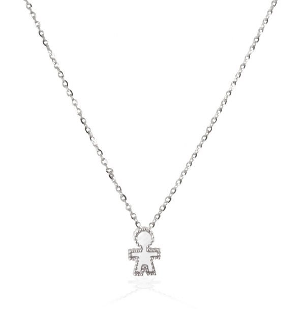 Collana oro bianco pendente madreperla bianca