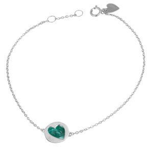 Bracciale oro bianco e cuore in madreperla verde Bimbi