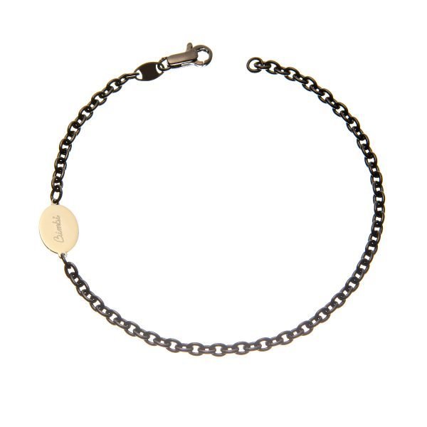 Bracciale uomo argento rodiato oro logo Bimbi
