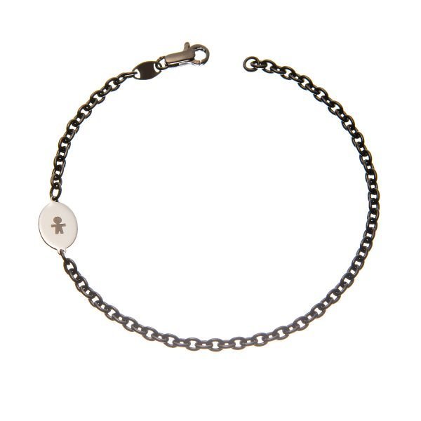Bracciale uomo in argento rodiato e oro bianco