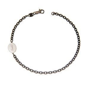 Bracciale uomo in argento rodiato oro bianco logo Bimbi