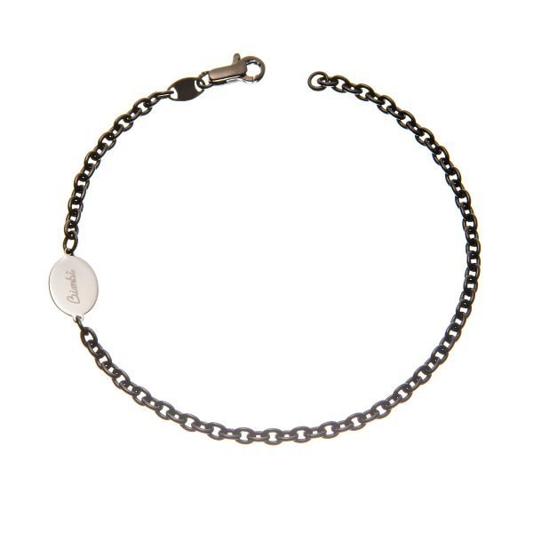 Bracciale uomo in argento rodiato oro bianco logo Bimbi