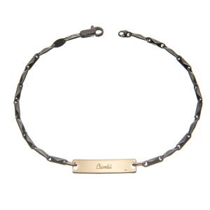 Bracciale uomo in argento rodiato logo Bimbi