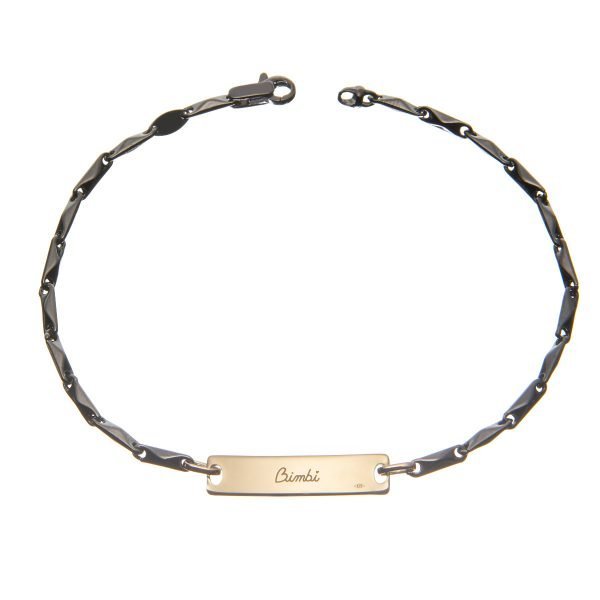 Bracciale uomo in argento rodiato logo Bimbi