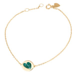Bracciale oro e cuore in madreperla verde Bimbi