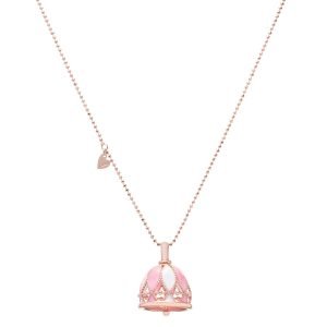 collana in argento con ciondolo bell rosa di Bimbi Gioielli