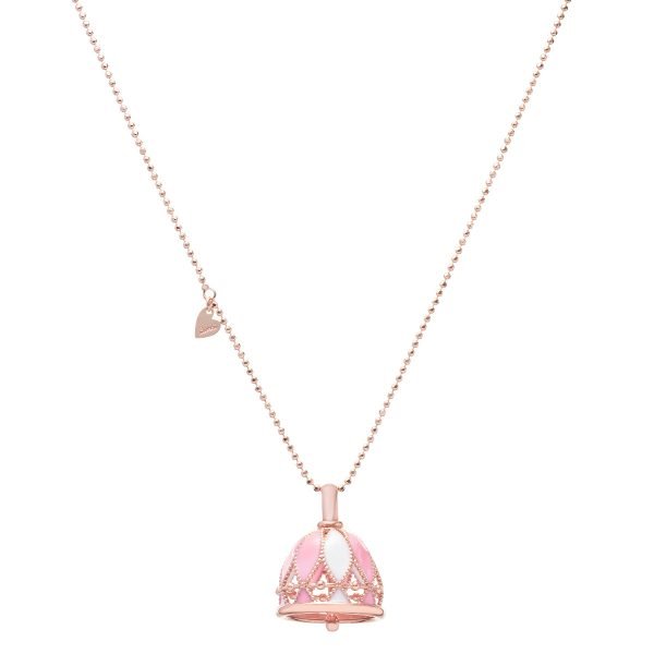 collana in argento con ciondolo bell rosa di Bimbi Gioielli