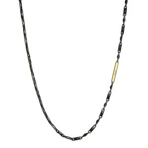 collana uomo Bimbi gioielli in argento rodiato e oro giallo