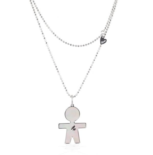 Collana madreperla bianca e diamante bimbi gioielli