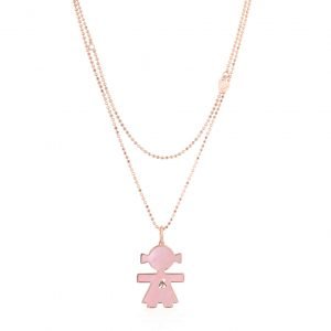 Collana ciondolo in madreperla rosa e diamante Bimbi