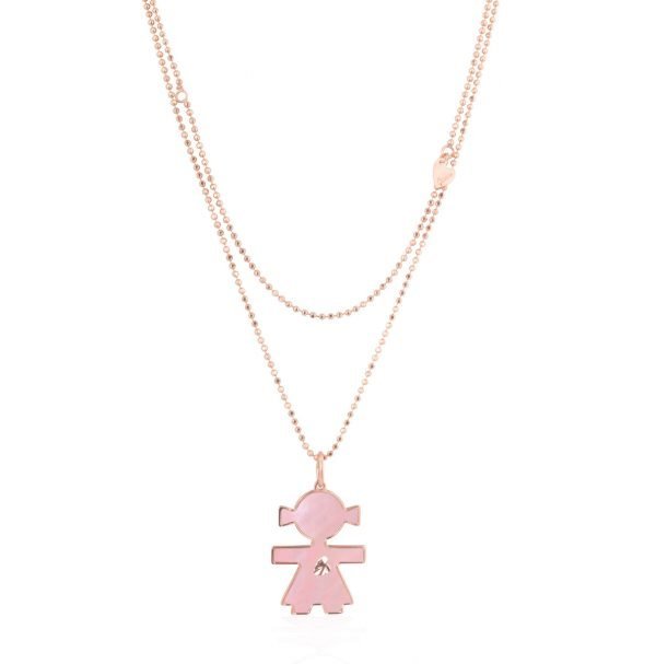 Collana ciondolo in madreperla rosa e diamante Bimbi