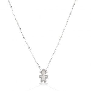 Collana in oro con pendente bambina madreperla bianca