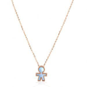 Collana in oro rosa e ciondolo madreperla blu Bimbi Gioielli