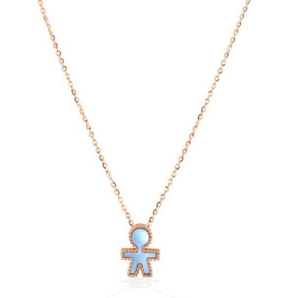 Collana in oro rosa e ciondolo madreperla blu Bimbi Gioielli