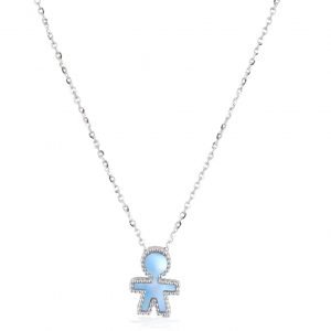 Collana in oro bianco ciondolo madreperla blu Bimbi Gioielli