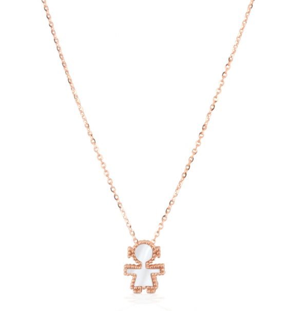 Collana in oro rosa ciondolo in madreperla bianca