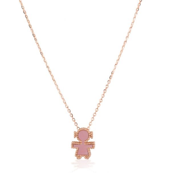 Collana in oro rosa ciondolo in madreperla rosa