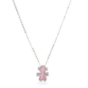 Collana in oro bianco topazi rosa Bimbi Gioielli