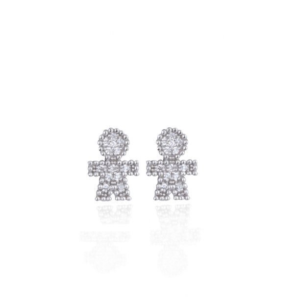 Orecchini oro bianco e pavé di diamanti - Bimbi gioielli