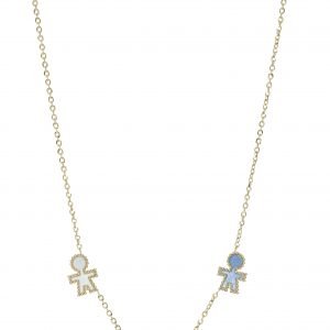collana preziosi oro e 3 silhouette madreperla