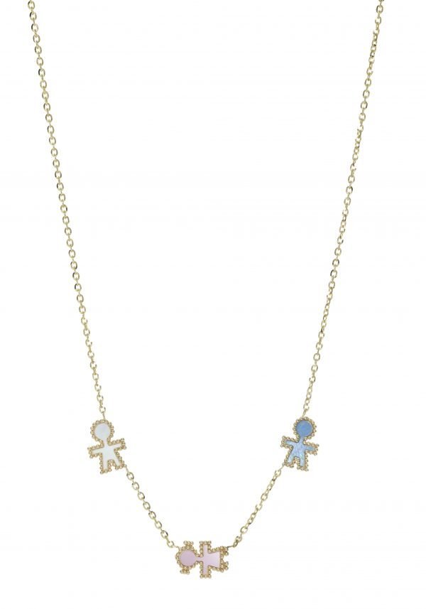collana preziosi oro e 3 silhouette madreperla