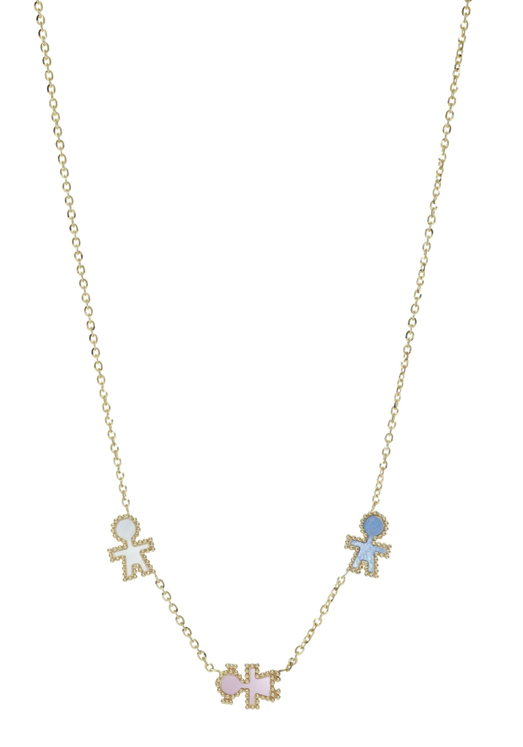 Gold Necklace and mother of pearl three kids - Bimbi Jewels