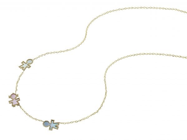 collana oro e 3 silhouette madreperla stesa