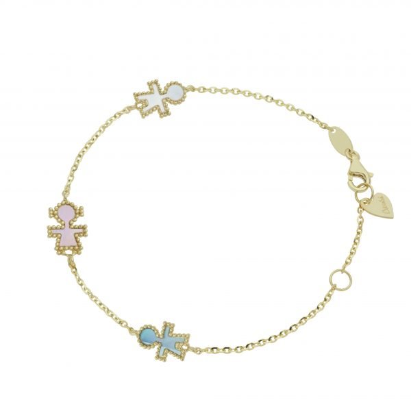 Bracciale oro con silhouett di tre bambini in madreperla